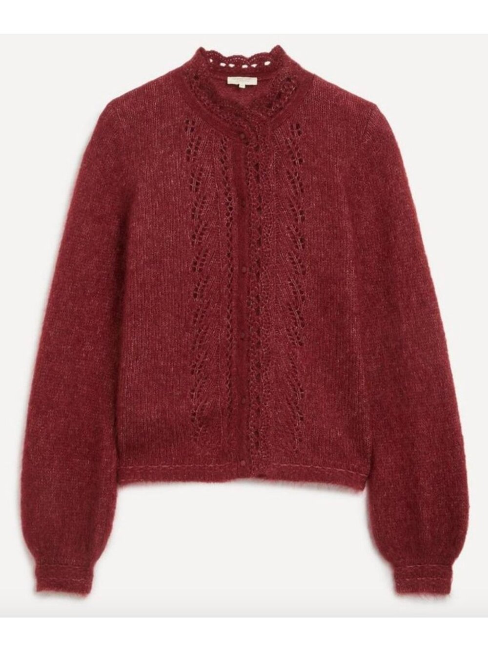 Sézane Angie Grenat Wool Mohair Crochet Cardigan Red Size Medium
